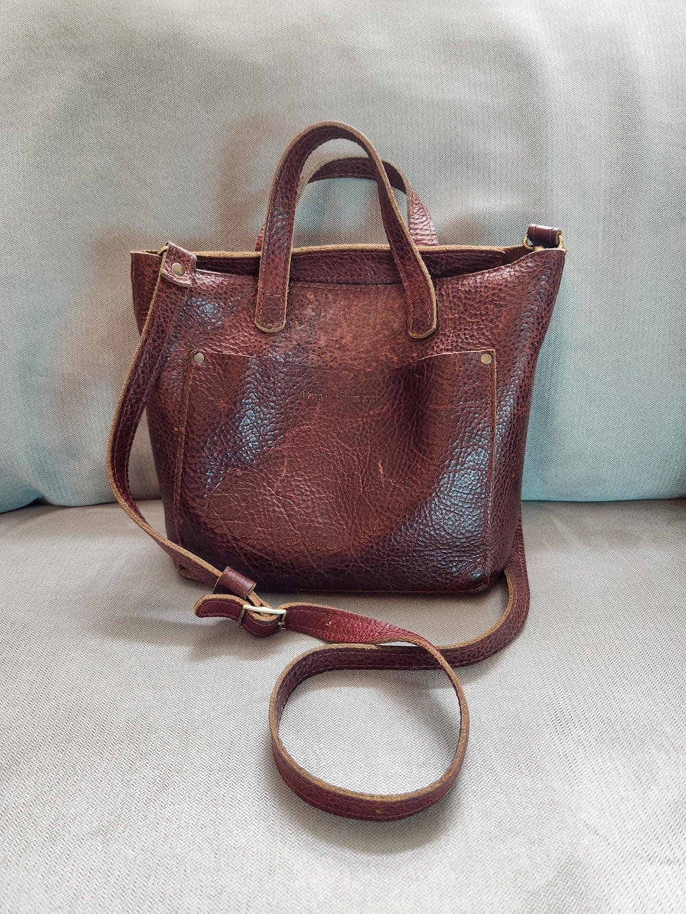 Portland Leather Brown Textured Leather Crossbody Tote